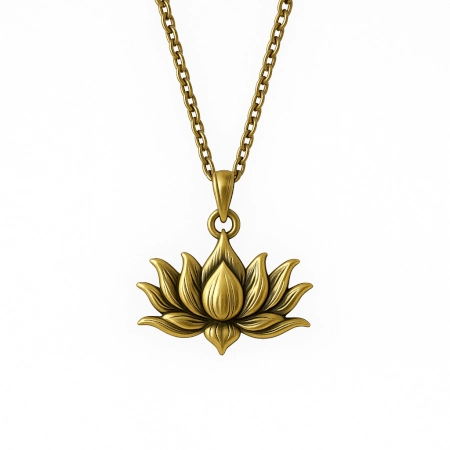 Brass Lotus flower necklace for women, without gold plated, Handmade jewelry